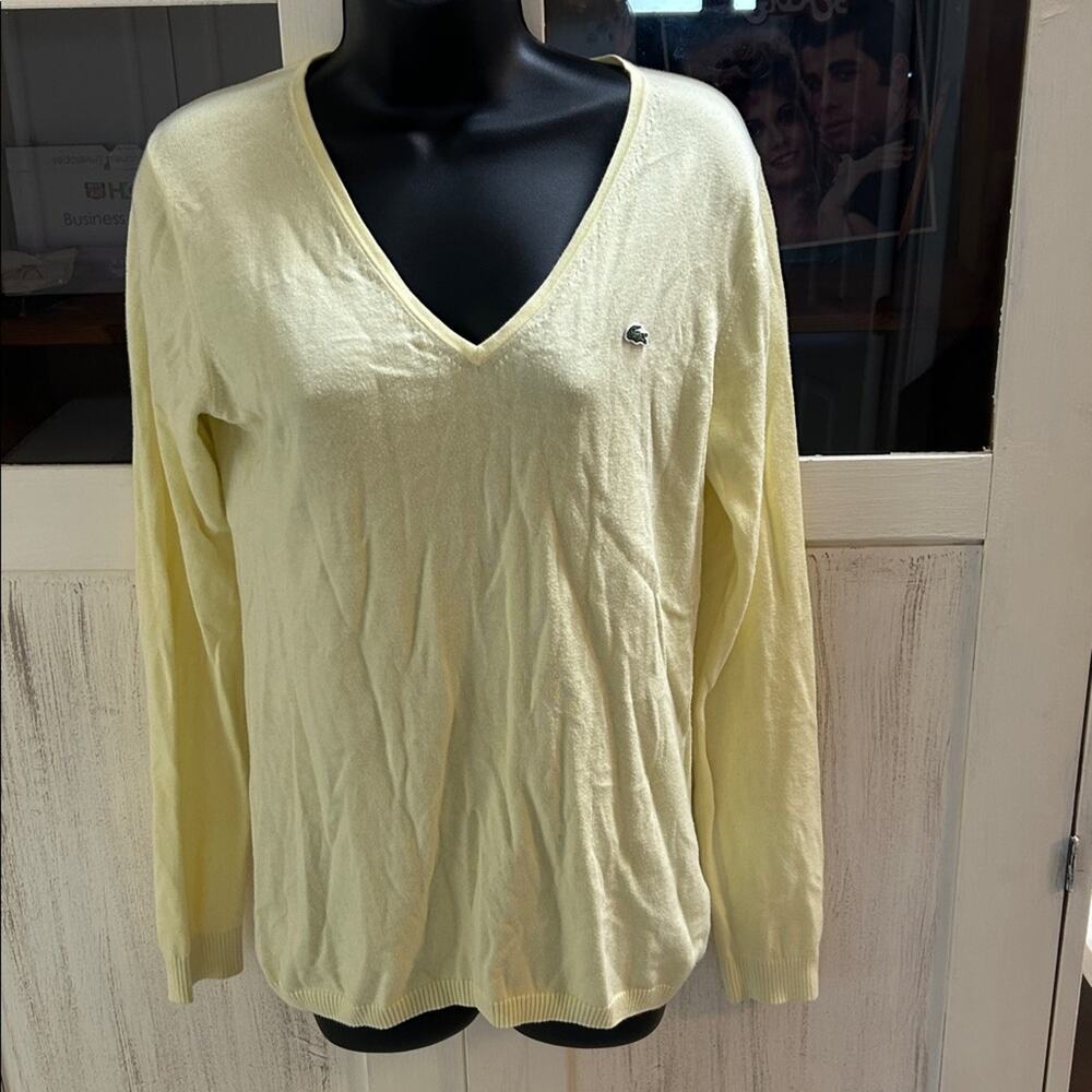 Lacoste Yellow V-Neck Sweater